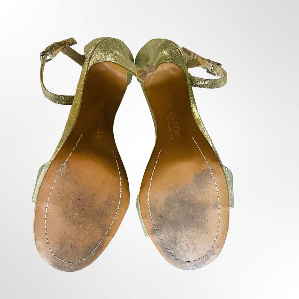 Charles by Charles David Gold Glitter Ankle Strap Stiletto Sandals - Picture 6 of 8